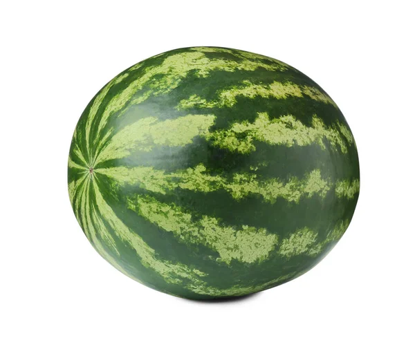 One Whole Ripe Watermelon Isolated White — Zdjęcie stockowe