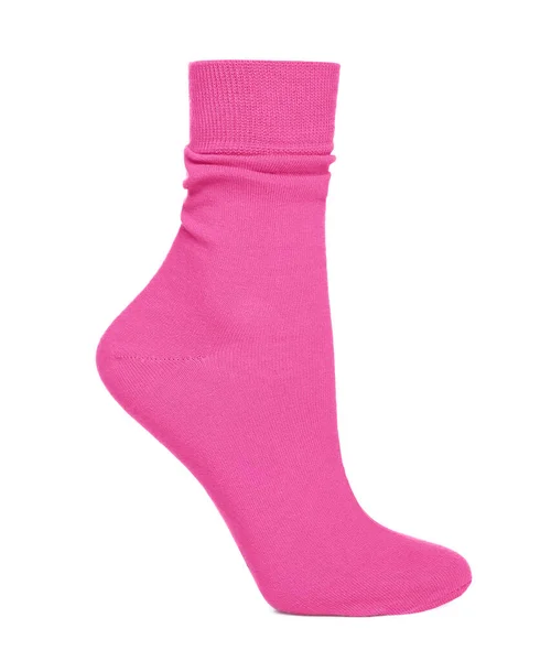 Pink Sock Isolated White Footwear Accessory — Stock Photo, Image