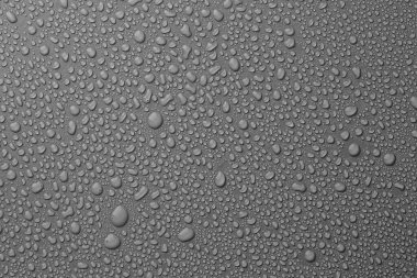 View of many water drops on grey background