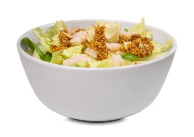 Çin lahanası, karides ve hardal tohumu soslu nefis salata.