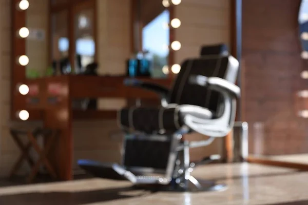 Blurred View Stylish Barbershop Interior Hairdresser Workplace — Stock Photo, Image