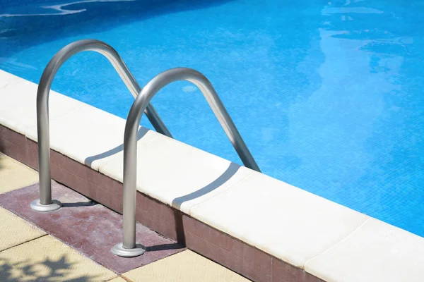 Swimming Pool Metal Ladder Sunny Day — Stock Fotó
