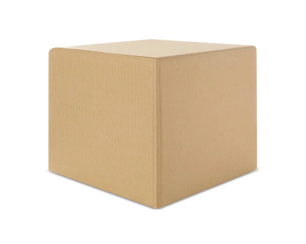 One Closed Cardboard Box White Background — Stock Photo, Image