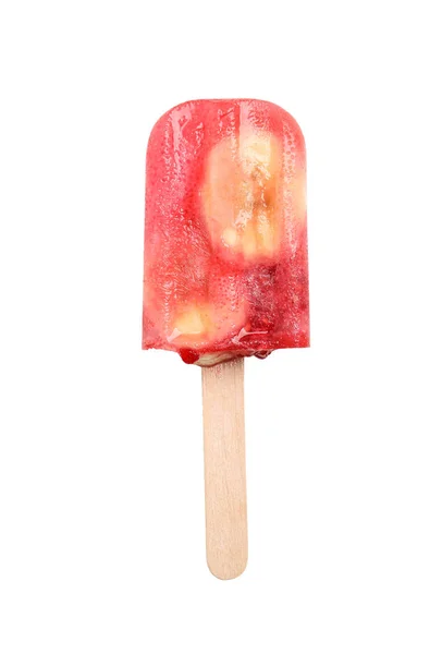 Tasty Berry Popsicle Isolated White Top View — Stock Photo, Image