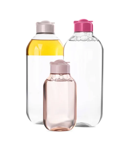 Bottles Micellar Cleansing Water White Background — Stock Photo, Image