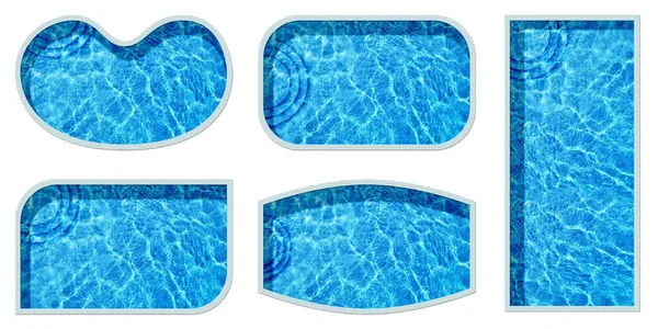 Conjunto Com Piscinas Diferentes Formas Sobre Fundo Branco Vista Superior — Fotografia de Stock