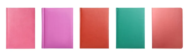 Set Notebook Uri Colorate Elegante Fundal Alb Vedere Sus Design — Fotografie, imagine de stoc