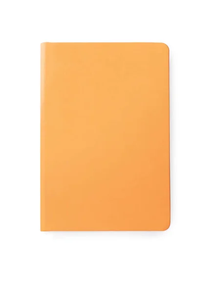 Cuaderno Naranja Aislado Blanco Vista Superior — Foto de Stock