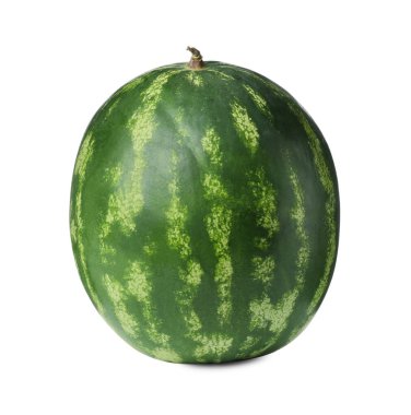 One whole ripe watermelon isolated on white