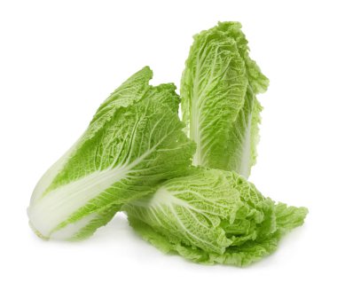 Fresh tasty Chinese cabbages on white background