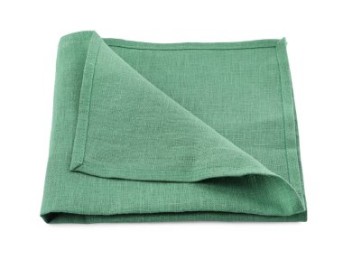 Green cloth kitchen napkin isolated on white