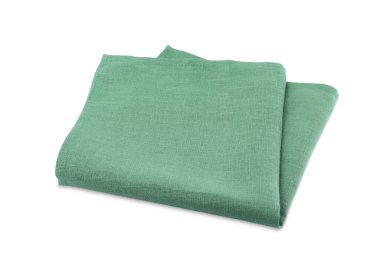 Green cloth kitchen napkin isolated on white