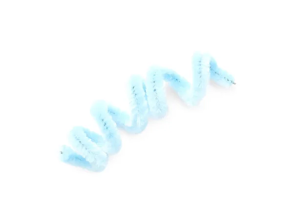 Ljusblå Fluffig Tråd Isolerad Vit Ovanifrån — Stockfoto