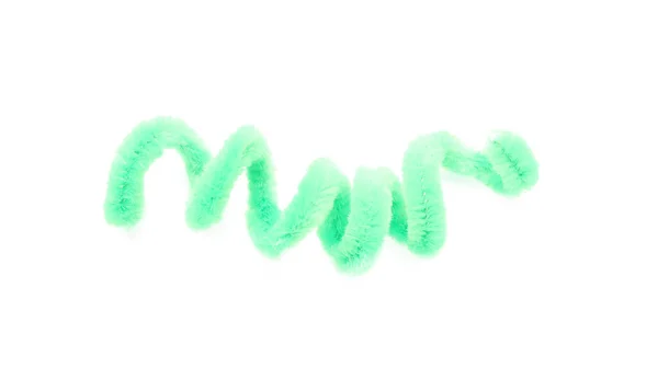 Green Fluffy Wire Isolated White Top View — Stock Photo, Image