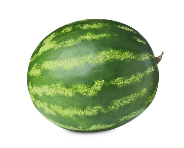 One Whole Ripe Watermelon Isolated White — 图库照片