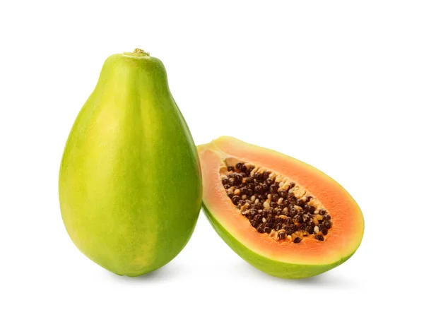 Färska Mogna Papaya Frukter Vit Bakgrund — Stockfoto