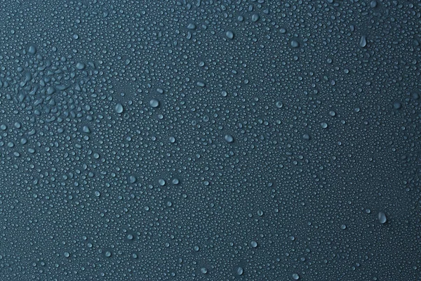 Many Water Drops Dark Dusty Blue Background — Zdjęcie stockowe