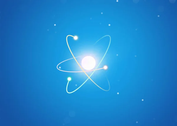 Віртуальна Модель Атома Світло Синьому Фоні Ілюстрація — стокове фото