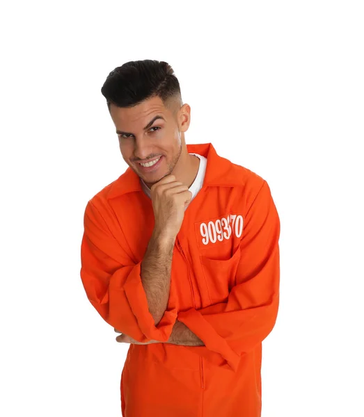 Prisoner Orange Jumpsuit White Background — Fotografia de Stock