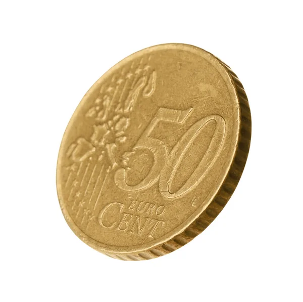 白で隔離された50ユーロ硬貨 — ストック写真