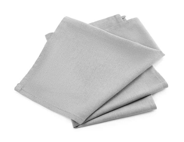 One Grey Kitchen Napkin Isolated White — 图库照片