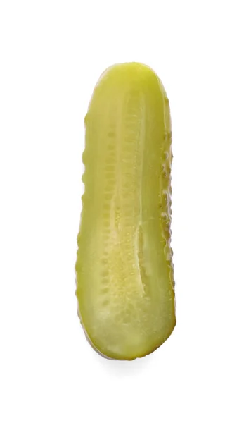 Half Smakelijke Komkommer Witte Achtergrond Bovenaanzicht — Stockfoto