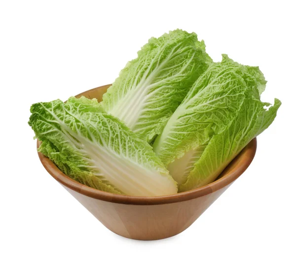Fresh Tasty Chinese Cabbages Bowl White Background — Stockfoto