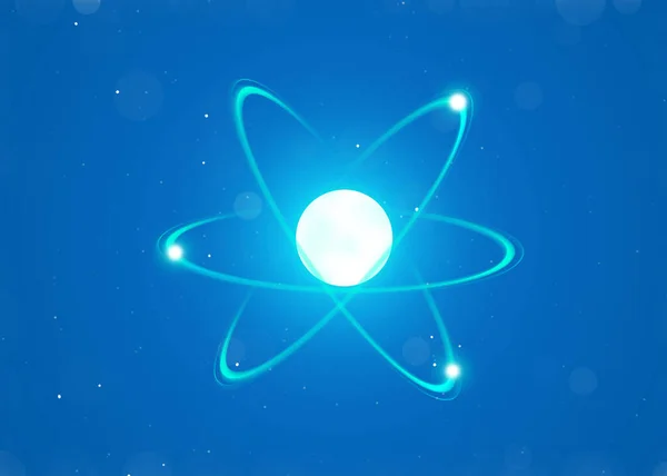 Віртуальна Модель Атома Синьому Фоні Ілюстрація — стокове фото