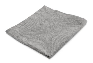 One grey kitchen napkin isolated on white