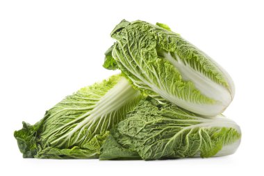 Fresh tasty Chinese cabbages on white background