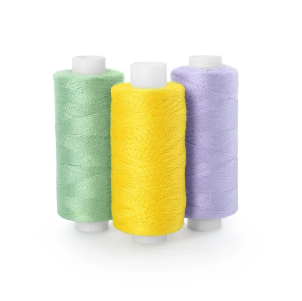 Different Colorful Sewing Threads White Background — Stock Photo, Image