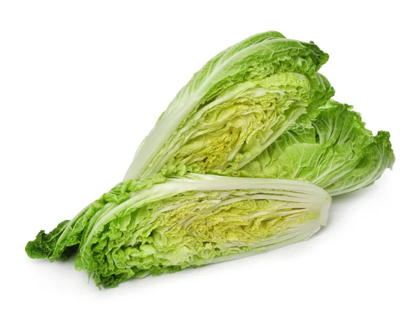 Cut Fresh Ripe Chinese Cabbages White Background — Zdjęcie stockowe