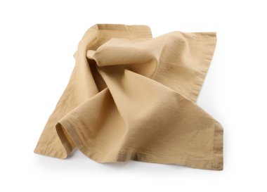 Bej bez mutfak peçetesi beyaza izole edilmiş.