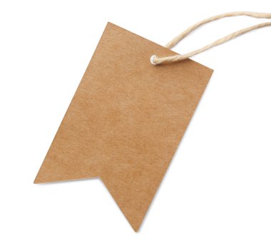 Tag with space for text isolated on white, top view