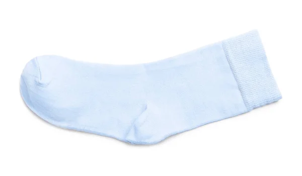 New Light Blue Sock Isolated White Top View — Stock Photo, Image