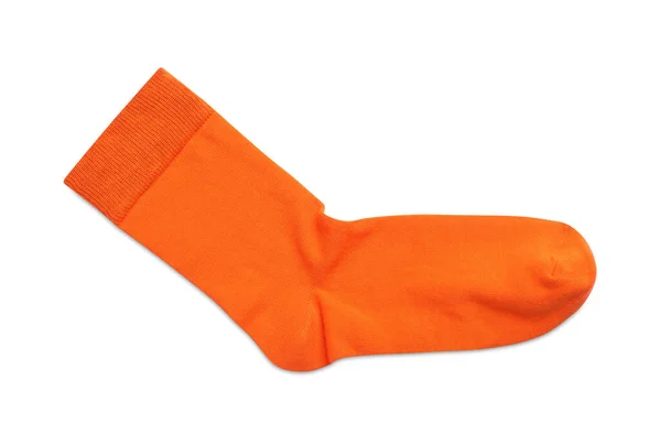 新的橙色袜子隔离在白色 顶部视图 鞋类配件 — 图库照片