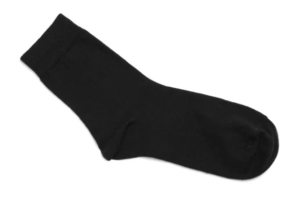 New Black Sock Isolated White Top View — Stock Photo, Image