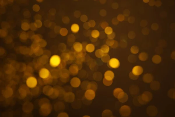 Wazig Zicht Gouden Glitter Donkere Achtergrond Bokeh Effect — Stockfoto