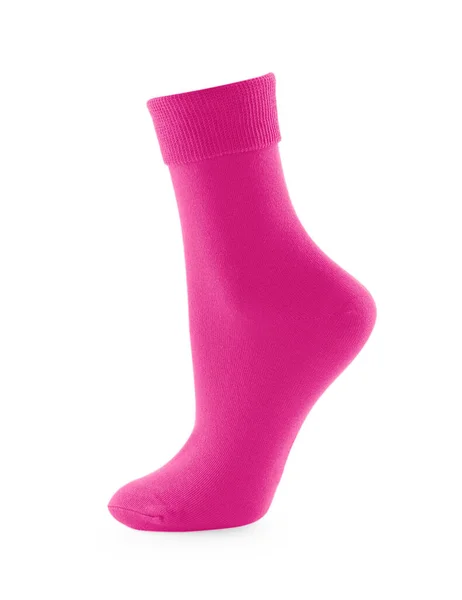 Nová Růžová Ponožka Izolovaná Bílém Příslušenství Obuvi — Stock fotografie