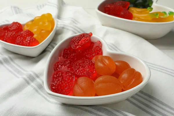 Läckra Gummy Frukt Formade Godis Bordet — Stockfoto