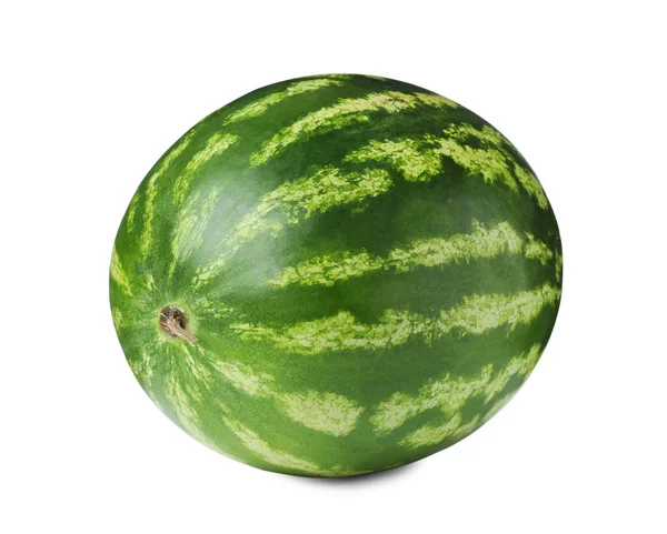 One Whole Ripe Watermelon Isolated White — 图库照片