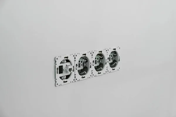 Electrical Sockets Wiring Wall Closeup — Stock Photo, Image