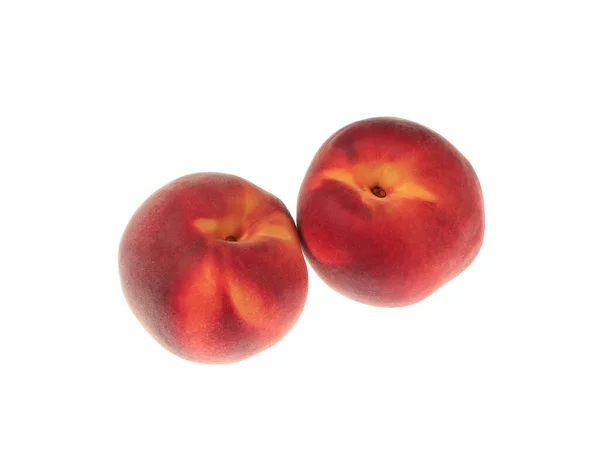 Вкусные Свежие Спелые Персики Изолированные Белом — стоковое фото