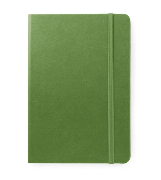 Green Notebook Isolated White Top View — Stock Photo, Image