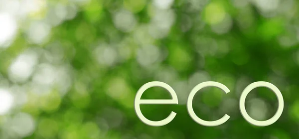 Word Eco Wazig Groene Achtergrond Bokeh Effect — Stockfoto