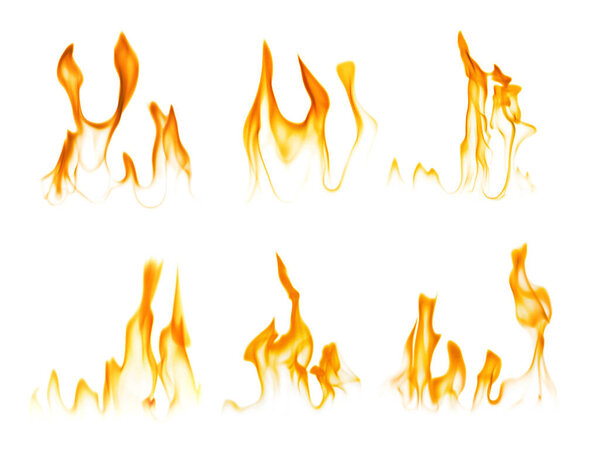 Комплект с красивыми яркими огнями на белом фоне