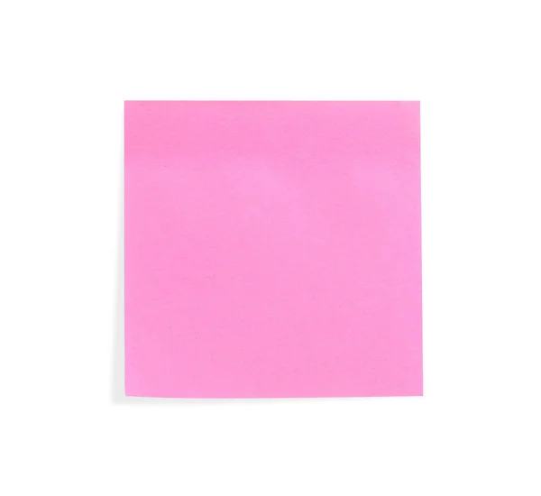 Blank Pink Sticky Note White Background Top View — стоковое фото