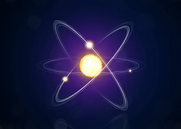 Virtual Model Atom Dark Background Illustration — Stock Photo, Image
