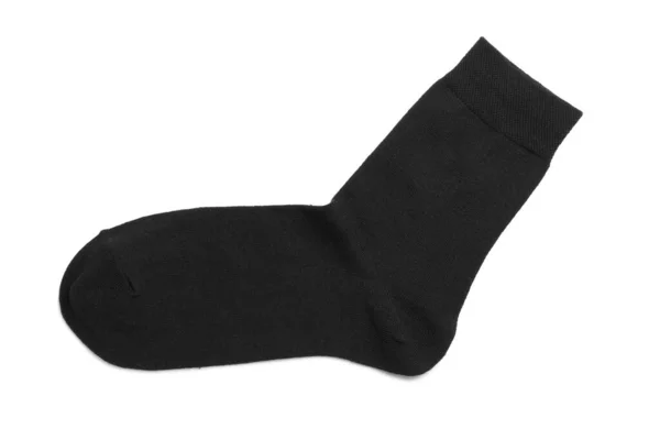 Новый Черный Носок Изолирован Белом Вид Сверху — стоковое фото