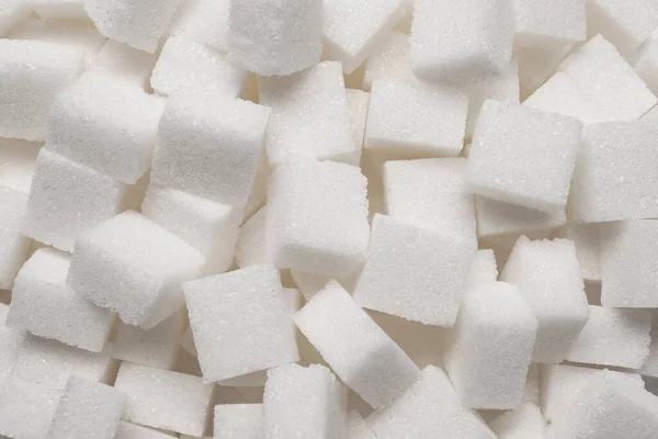 Cubos Azúcar Blanco Como Fondo Vista Superior — Foto de Stock